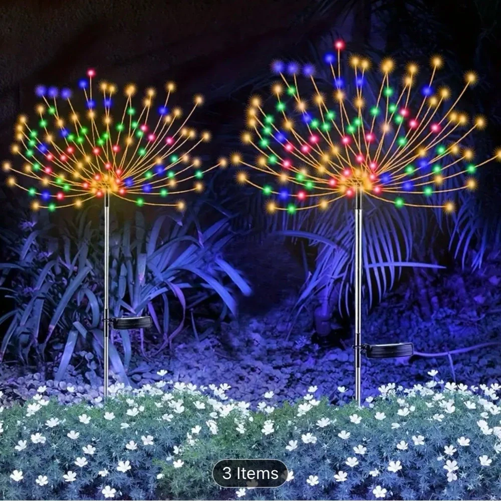 2 Pack Vibrant Solar Garden Firework Lights